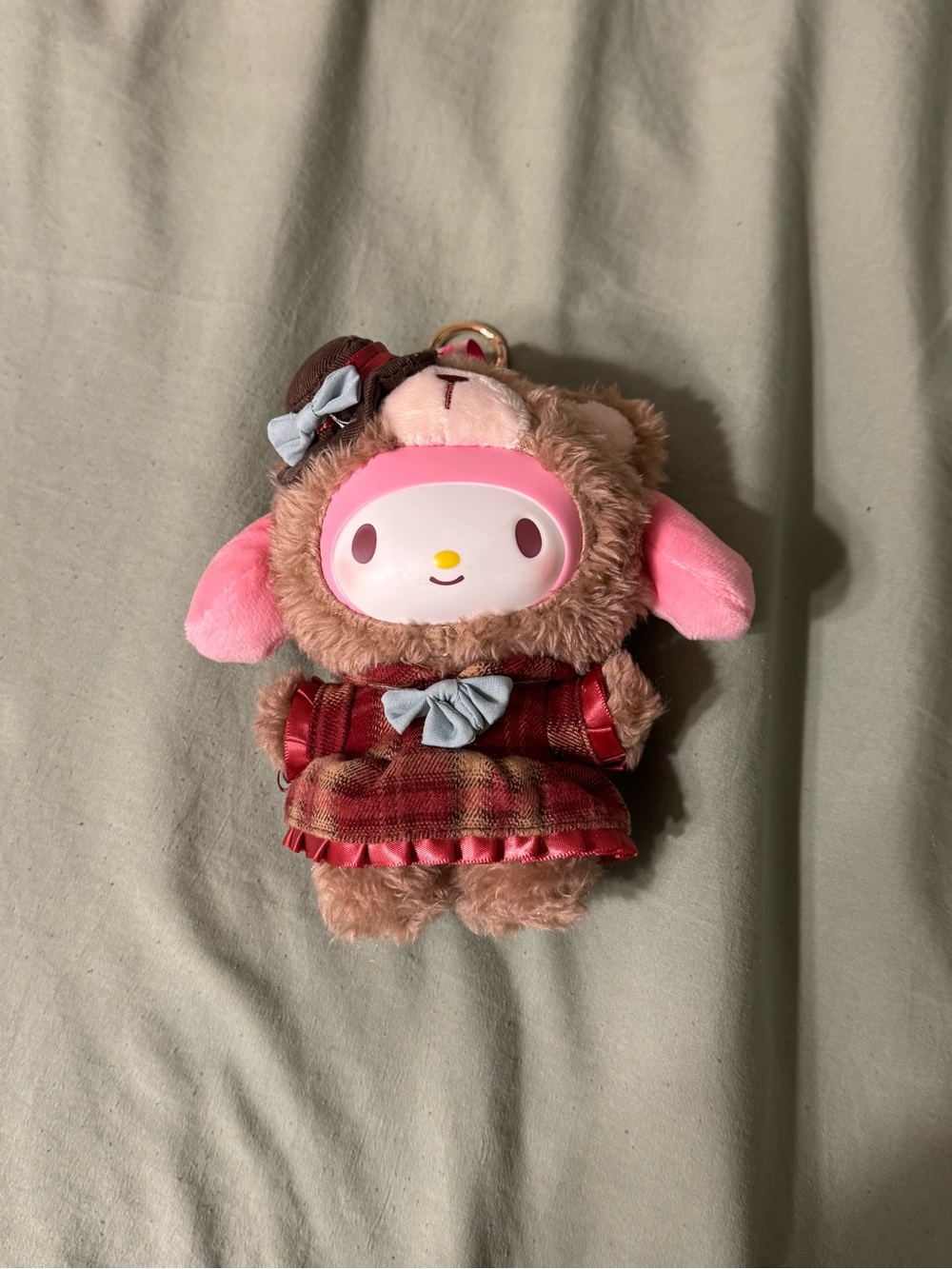 Sanrio My Melody Plush Keychain - Pink & Brown Dress Bear Costume